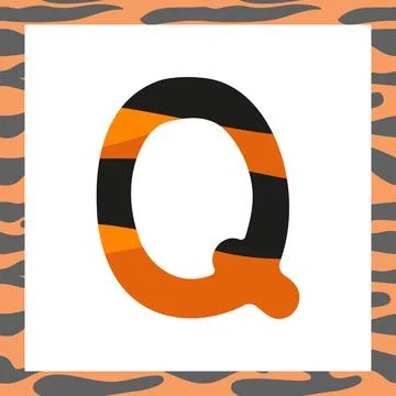 Letter Q with tiger pattern Stock Illustration