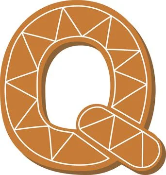 Letter Q. Vector set of alphabet holidays ginger cookie isolated on white bac Stock Illustration