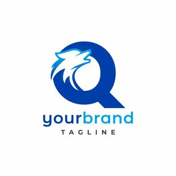 Letter Q Wolf Logo Design Vector , Initial Gaming Logo Stock Illustration