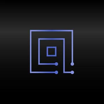 Letter Q.Vector technology font. Digital alphabet element. Isolated. Microchip Illustrazione stock