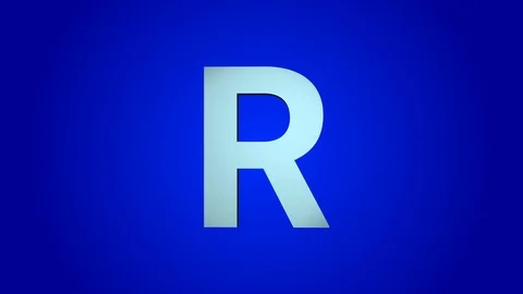 The letter R 3-D rotating on a blue background Stock Footage 114240569