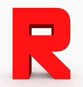 Letter R 3d cubic rounded red isolated on white Stock Illustration