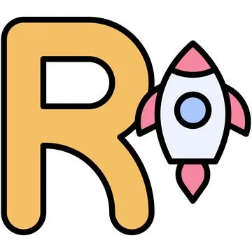 Letter R alphabet with rocket vector icon Stock Illustration