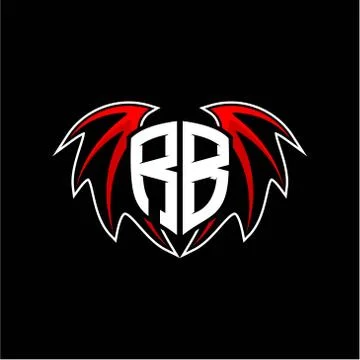 Letter R B initial vector logo template with a minimalist dragon wing style Stock Illustration