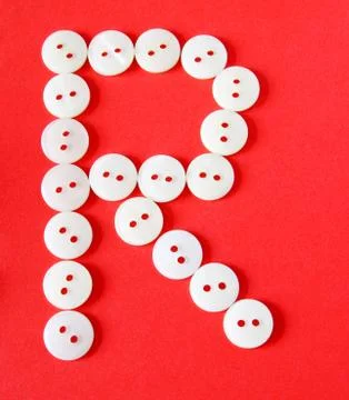 Letter "r" from buttons on a red background 库存插图