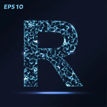 The letter R consists of points, lines and triangles. Vector illustration. Stock Illustration