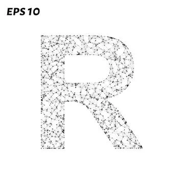 The letter R consists of points, lines and triangles. Vector illustration. Stock Illustration