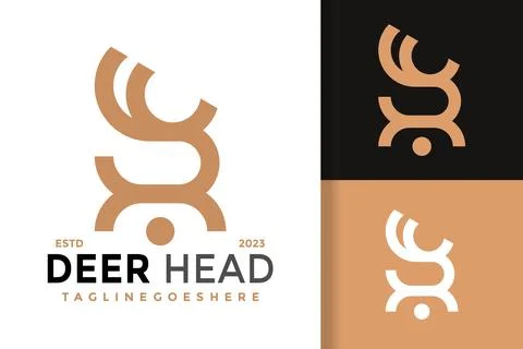 Letter R Deer Head Logo Logos Design Element Stock Vector Illustration Templa Ilustração Stock