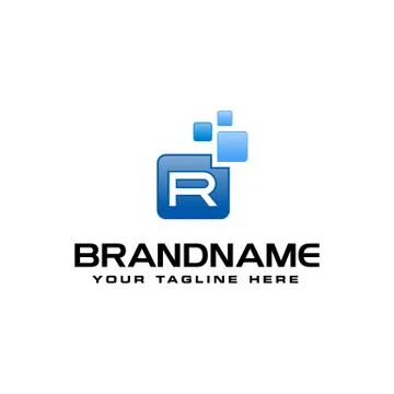 Letter R Digital Pixel Square Symbol Vector design template 库存插图