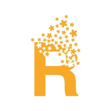 The letter R dissolves into a cloud of flowers 스톡 일러스트
