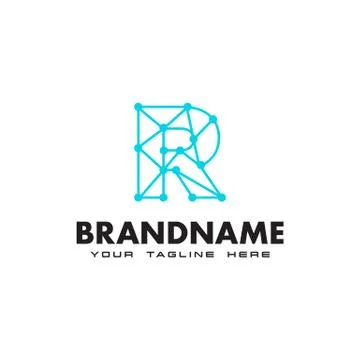 Letter R dot network connection logo Design Template Stock Illustration