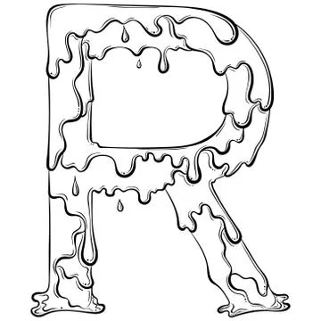 Letter R with flow drops Illustrazione stock