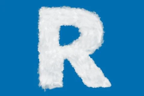 Letter R font shape element made of clouds on blue Stock Illustration