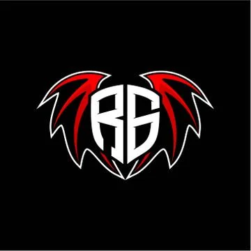 Letter R G initial vector logo template with a minimalist dragon wing style Stock Illustration