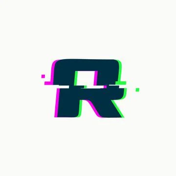 Letter R. Glitch font, vector isolated abstract symbol with digital noise Stock Illustration
