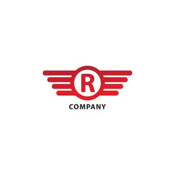 Letter R Initial Abjad Logo Design Template. Rounded Wings, Ellipse Shape a.. Illustrazione stock