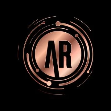 Letter A R Initial Cooper Color Cyber Multimedia Logo Stock Illustration