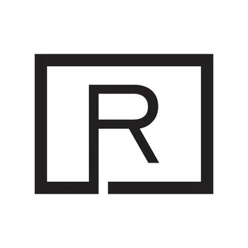 Letter R Inside Square Frame Stock Illustration
