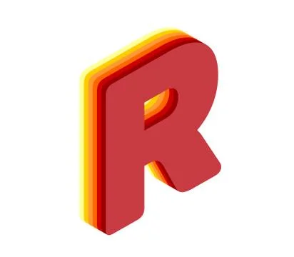 Letter R isometric 3D rendering isolated white background Stock Illustration