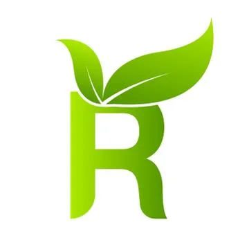Letter R with leaf element, Ecology concept Stock Illustration
