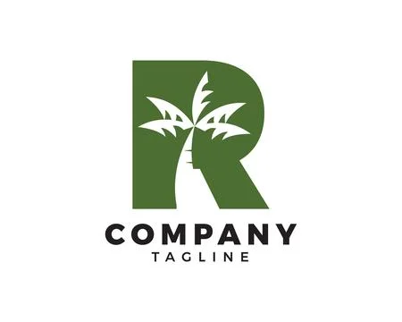 Letter R logo coconut tree icon design vector Stock Illustration