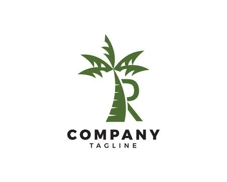 Letter R logo coconut tree icon design vector Stock Illustration
