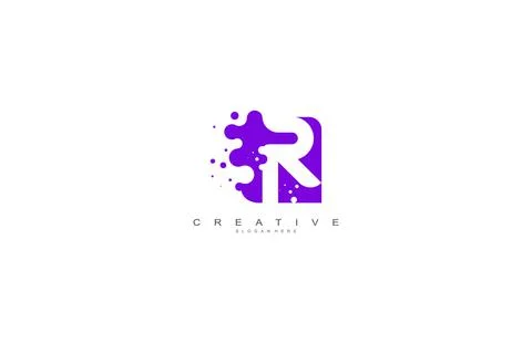 Letter R Logo Design Vector with Abstract Square Shape Dots Stock Illustration