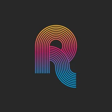 Letter R logo monogram creative linear design, trendy rainbow gradient rounde Stock Illustration