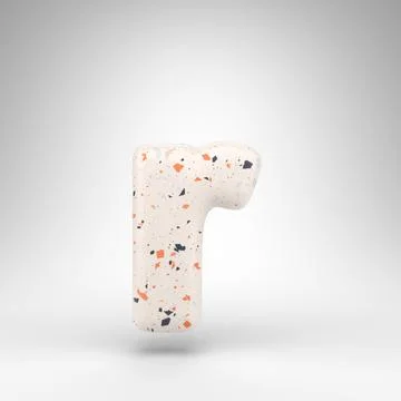 Letter R lowercase on white background. 3D letter with terrazzo pattern textu Ilustração Stock