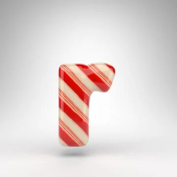 Letter R lowercase on white background. Candy cane 3D letter with red and whi Stock Illustration