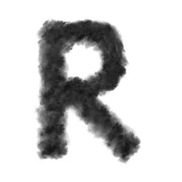 Letter R made from black clouds on a white background. Stock Illustration