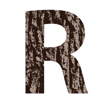 Letter r made from oak bark Illustrazione stock
