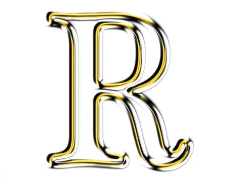 Letter r from metal solid alphabet. Stock Illustration