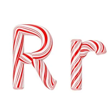 Letter R Mint Candy Cane Alphabet Collection Striped in Red Christmas Colour  Stock Illustration