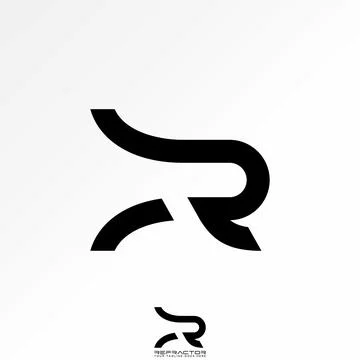 Letter R or PR line font straight sport game tech monogram typography brand Stock Illustration