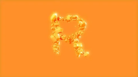 Letter R on orange background - design warm crystals font Illustrazione stock
