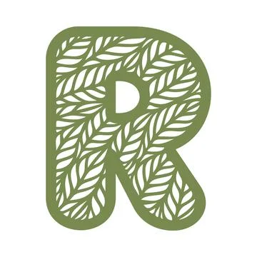 Letter R with a pattern of leaves.  Stock Illustration