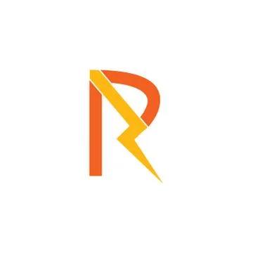 Letter r thunder shape symbol logo vector イラスト素材