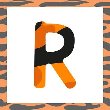 Letter R with tiger pattern Stock Illustration