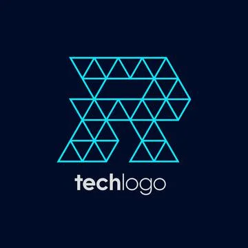 Letter R Triangle Polygon Tech Logo Stock Illustration