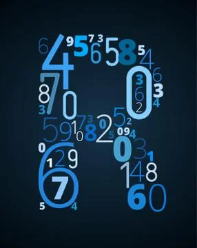 Letter R, vector font from numbers Stock Illustration