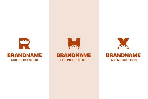 Letter R W X Bread Modern Logo Set, symbolizing freshness, craftsmanship, a.. Stock Illustration