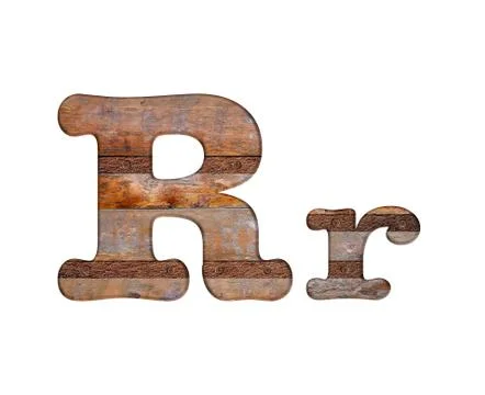 Letter r wooden and rusty metal. Stock Illustration