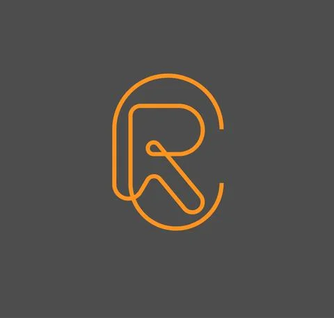 Letter rc, cr with thin geometric lines Stock Illustration