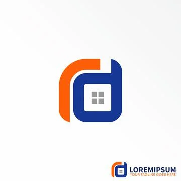 Letter RD on square free vector stock. Window abstract design concept. Stock Illustration