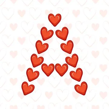 Letter A from red hearts Stock Illustration