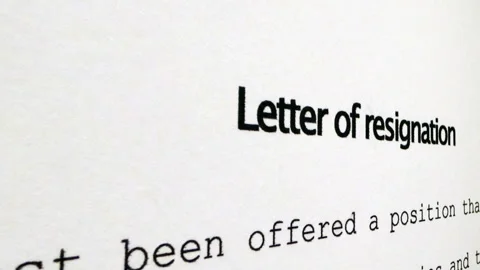 Letter of Resignation Document Close-Up for Career Transition Concept Stock Footage 334894057