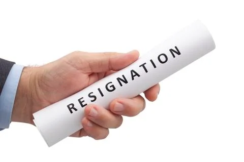 Letter of Resignation in a Hand with Clipping Path Stock Photos