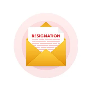 Letter of resignation paper document, file. Vector stock illustration. Stock Illustration