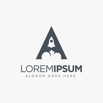Letter A rocket logo, creative monogram A logo with negative space style Stock Illustration